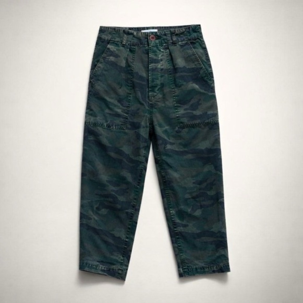 Sundry Murphy Cotton Camo Pleated Pants 24 Green Retro Urban Streetwear - Picture 2 of 9